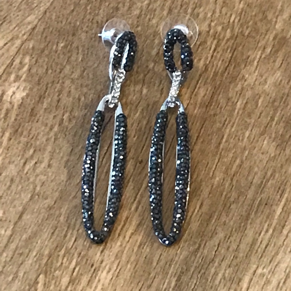 Czech rhinestone dangle stud earrings oval shape